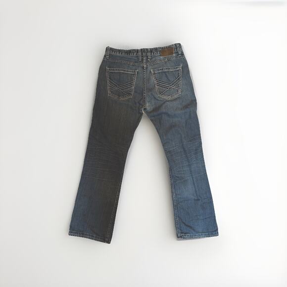 BKE Buckle Mens Carter 33L x 32 Thick Stitch Stretch Blue Denim Jeans - Picture 2 of 10